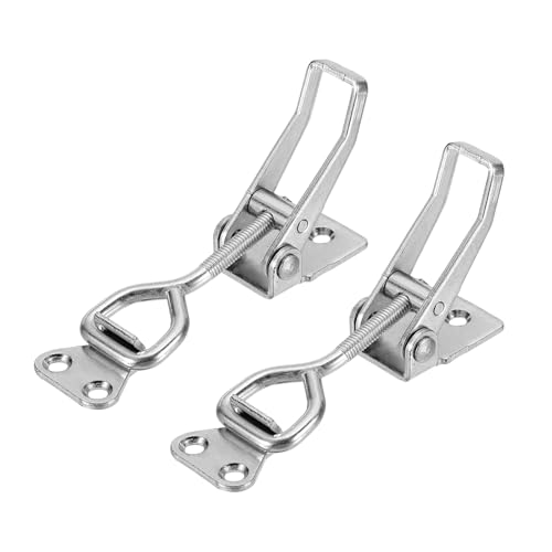 HARFINGTON 2pcs Adjustable Toggle Clamp M6 x 34mm 396lbs Holding Capacity 4002 Style Quick Release Pull Latches Clamps Hasp for Smoker Lid Jig Tool Box Case, Silver - color: Silver, size: M6 x 34mm + 396lbs