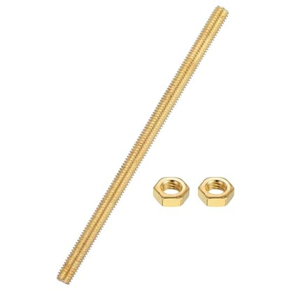 uxcell Brass Fully Threaded Rod, M6x1mm Pitch Right Hand Threads Studs with Solid Brass Hex Nuts, 120mm/5 Long Threaded Screw Rods Fasteners for Anchors Bolts Hangers Clamps - size: M6x1mmmm120mm