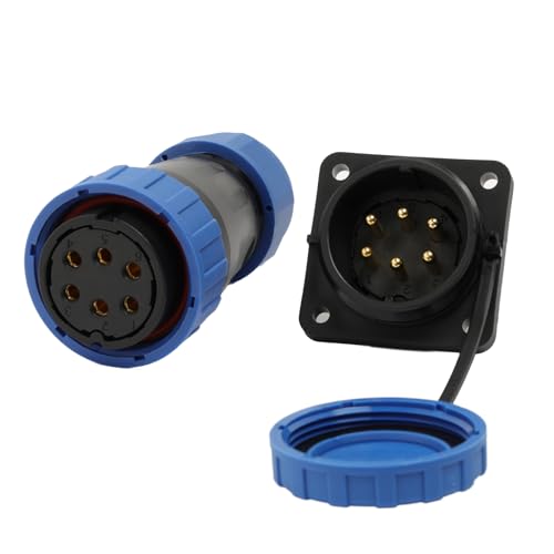 TY28 6 Pin 25A Screw Crimp Waterproof Connector, Female Male Plug Socket Quick-Disconnect for Outdoor Electrical Power Device - color: Screw Mount, size: 6 Pin 25A