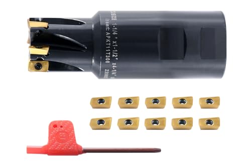 Accusize 1-1/4 in 90 Deg Square Shoulder Indexable End Mill - size: 1-1/4" Cut, 1-1/2" Shk, 6 Fl, w/ 10 add'l inserts