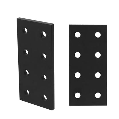 KUMGROT 10 Pcs Black 2020/2040 Series T-Slot Flat Plate Connectors Aluminum - style: 10 Pcs 8 hole Bracket with Bolt Nut