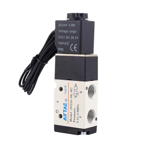 Solenoid Valve DC24V 3/2 Way AirTAC 3V210-08 1/4"PT Outlet Wire Normally Closed Air Pneumatic Electric - size: 1/4"PT, style: 3V210-08 DC24V Out of line