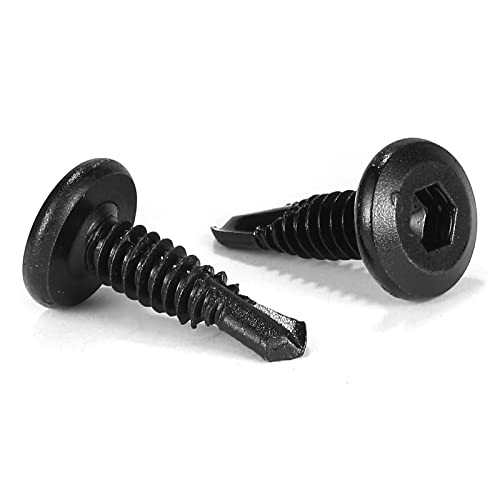 #12 x 3/4" Sheet Metal Screws 100Pcs 410 Stainless Steel Flat Head Socket Cap Screws, Tek Screws Allen Socket Drive Screws Fast Self Tapping Screws Black Oxide by SG TZH - size: #12 x 3/4"