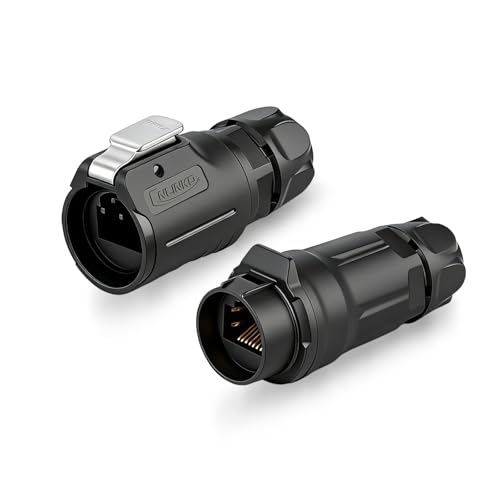 IP68 Waterproof Cat6 RJ45 Ethernet Connector 28-26 AWG - size: Male Plug/Inline Female Plug