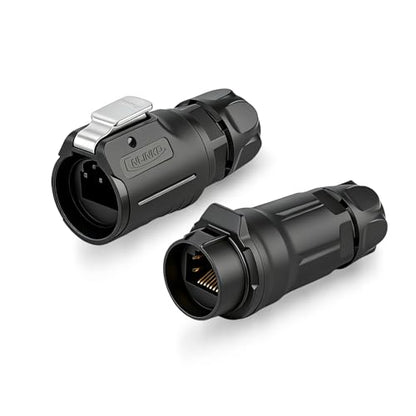 IP68 Waterproof Cat6 RJ45 Ethernet Connector 28-26 AWG - size: Male Plug/Inline Female Plug
