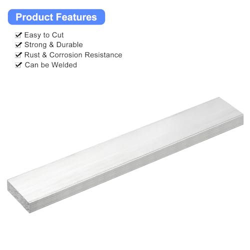 uxcell Square Aluminum Flat Bar, 1/2"x1.6"x10" 6061 Aluminum Plate - size: 12x40x254mm