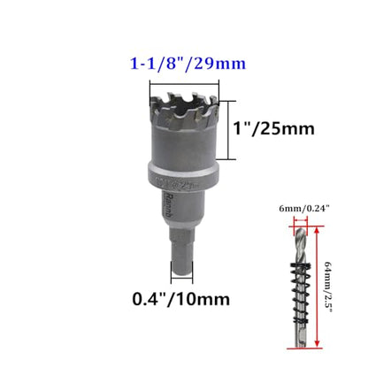 1-1/8"/29mm Hole Saw Carbide Tipped Heavy Duty Hole Cutter for Metal Cutting - size: 1-1/8"/29mm