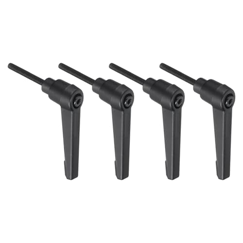 uxcell 4pcs Lever Adjustable Handles M4 x 32mm Metric Male Thread with Nuts Washers, Level Clamping Handle Set Hand Stud Knobs Rotating Screw Handles Bolts with Locking Lever, Black - size: M4 x 32mm