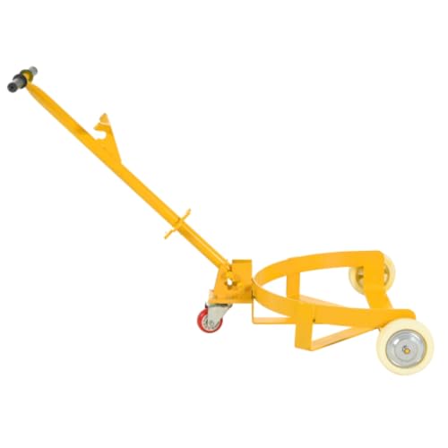 55 Gallon Drum Dolly, 1200 lbs Load Capacity, Adjustable Handle Barrel Dolly Cart with One 360° Swivel Lockable Wheel, Low Profile Steel Oil Drum Caddy for Warehouse, Workshop, Factory, Dump Station