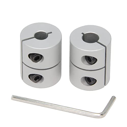 2PCS Shaft Coupling 6.35mm to 8mm Aluminum Alloy Joint 25mm Length 20mm Diameter Stepper Motor Connector Rigid Coupler for 3D Printer CNC Machine DIY Model (6.35x8mm, D20 L25) - size: 6.35x8mm