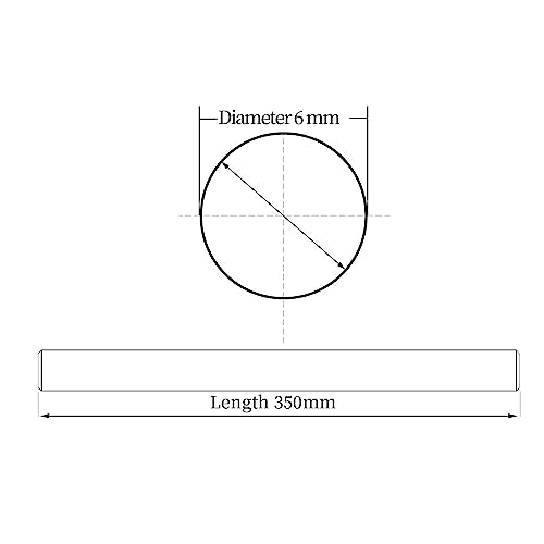 2Pcs 6mm x 350mm (0.236 x 13.78 inches) Vigorous Linear Motion Rods, Case Hardened Chrome Shaft Linear Rail Guide Shaft for 3D Printer, DIY, CNC - Metric h8 Tolerance - size: D 6mm x L 350mm 2 Pcs