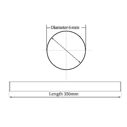 2Pcs 6mm x 350mm (0.236 x 13.78 inches) Vigorous Linear Motion Rods, Case Hardened Chrome Shaft Linear Rail Guide Shaft for 3D Printer, DIY, CNC - Metric h8 Tolerance - size: D 6mm x L 350mm 2 Pcs