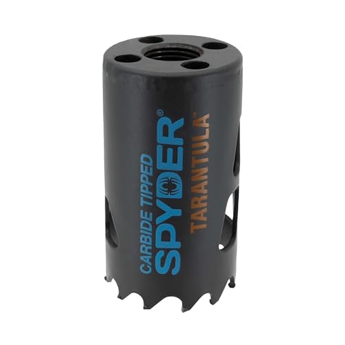 Spyder Deep Cut Hole Saw with 1-1/2-inch Diameter and 6-¼-inch Cutting Depth, TCT Teeth, for Plastic, Wood, MDF, Block, Brick, and Fiber Cement - size: 1-1/2 inch
