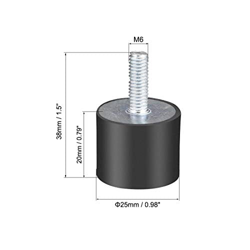 uxcell M6 Thread Rubber Mounts,Vibration Isolators,Cylindrical Shock Absorber with Studs 25 x 20mm 4pcs - size: M6x25x20mm