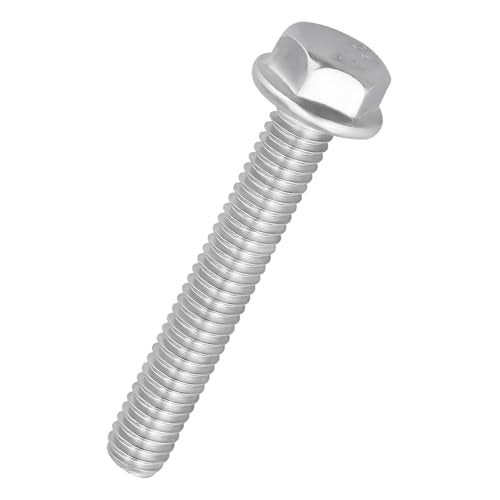 1/4-20 x 1-3/4" Flange Hex Bolts, 304 Stainless Steel 18-8, A2-70 Grade, Non-Serrated Flange Bolts for Automotive Repair, Fully Threaded, 20 Pcs - size: 1/4-20 x 1-3/4