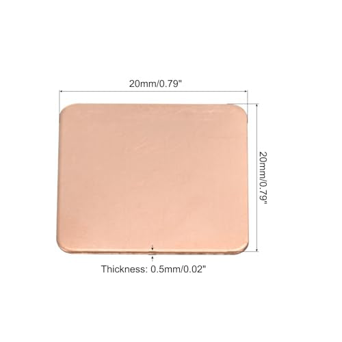 MECCANIXITY Heatsink Copper Pad Shim 20mm x 20mm x 0.5mm Thermal Conductive Heat Sink for Electronic Chip Cooling Pack of 6 - size: 20mm x 20mm x 0.5mm