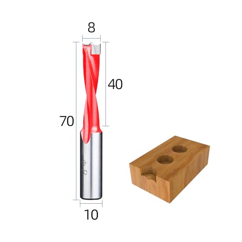 HUHAO 8mm Carbide Tipped Brad Point Boring Bit, Left Hand Dowel Drill Bits - size: 8mm Dia x 70mm Long x 10mm Shank L