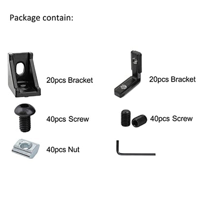 40 Set 2020 Aluminum Extrusion Hardware Accessories Corner Brackets - style: 20 sets with M5 20 sets with m5