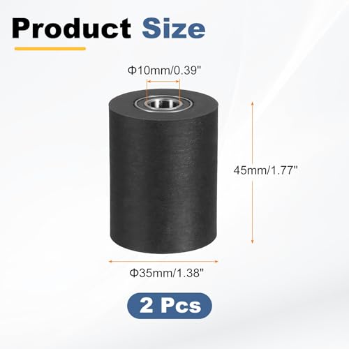 uxcell 2Pcs Plastic Roller Wheel with Bearings 3/8" x 1-3/8" x 1-3/4" - size: 3/8" x 1-3/8" x 1-3/4" (ID x OD x L)