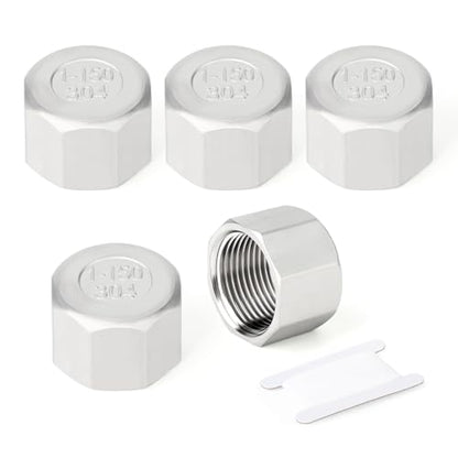 TAISHER 5Pcs 304 SS Cap Pipe Plug Socket Fitting 1" NPT Female - size: 1" FNPT(Cap)