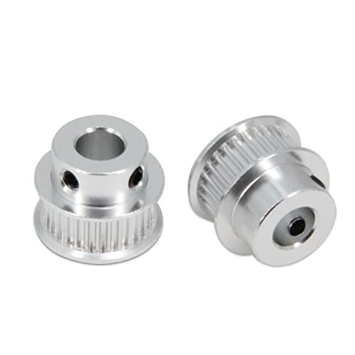 2Kit 2GT Synchronous Wheel 20&30 Teeth 8mm Bore Aluminum Timing Pulley with 2pcs Length 200mm Width 6mm Belt (20-30T-8B-6) - size: 20-30T-8B-6