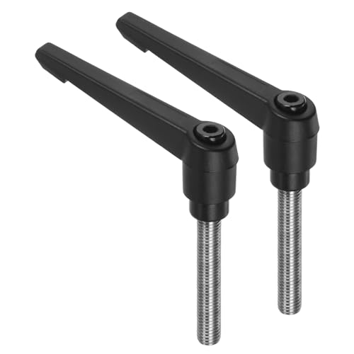 uxcell 2pcs Clamping Lever Handles, M10 x 50mm 304 Stainless Steel Threaded Male Stud, Adjustable Handles Locking Quick Release Ratchet Push Button Bolt Knobs, Black - size: M10 x 50mm