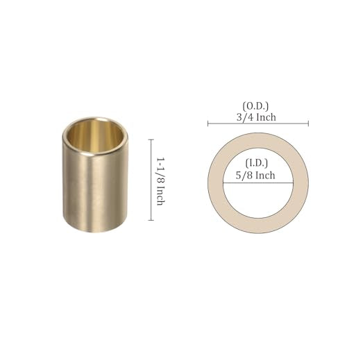 4pcs Cast Brass Oilless Sleeve Bearings - [5/8 Inch x 3/4 Inch OD x 1-1/8 Inch Length] Plain Wrapped Oilless Bushings - size: 5/8" x 3/4" x 1-1/8"