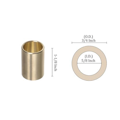 4pcs Cast Brass Oilless Sleeve Bearings - [5/8 Inch x 3/4 Inch OD x 1-1/8 Inch Length] Plain Wrapped Oilless Bushings - size: 5/8" x 3/4" x 1-1/8"