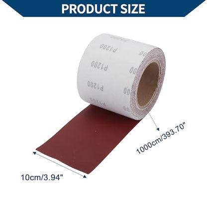 1200 Grit Sandpaper Roll 4 Inch x 32.8 Feet Sandpaper Aluminum Oxide Emery Cloth Roll Sanding Paper for Wood Sanding Automotive Polishing Metal Sanding - size: 1200 Grit