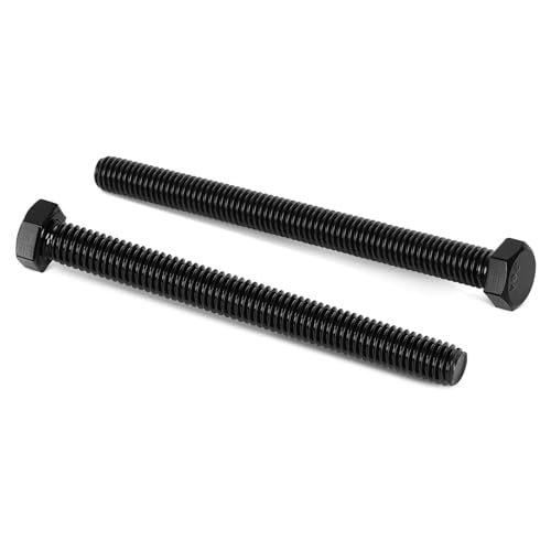 10 PCS M6 x 60mm Hex Head Screw Bolt, Stainless Hex Bolts, Full Thread, 18-8 Stainless Steel (304), Black Coating - size: M6 x 60mm