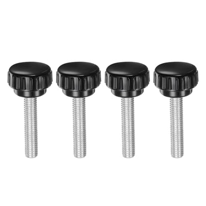 uxcell 4pcs Knurled Clamping Knobs M8 x 40mm Metric Zinc Plated Carbon Steel Male Thread Thumb Screw on Type 30mm Plastic Round Head Threaded Hand Bolt Stud Knobs Black - size: M8 x 40mm x 30mm