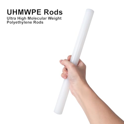 White Plastic Round Rod 1 inch Diameter UHMW Ultra-High Molecular Weight Polyethylene, 13 inch Long, Pack of 2 by Mujoiny