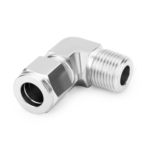 TAISHER 1PCS 316 Stainless Steel 90 Degree Compression Tube Pipe Fitting Connector, 1/4" Tube OD x 1/8" NPT Male Adapter - size: 1/4" OD x 1/8" MNPT