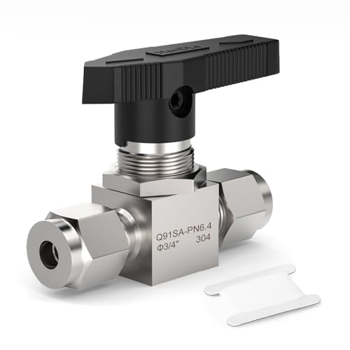 1PCS 304 Stainless Steel Compression Valve,3/4" Tube OD Straight Adapter, for water/oil/air systems. - size: 3/4" OD (Valve)