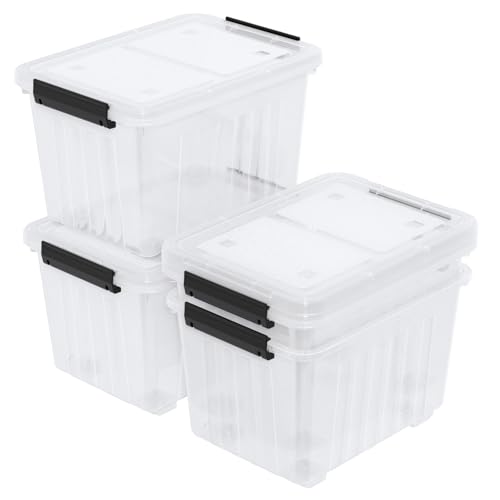 Zopnny 50 Qt Stackable Plastic Storage Bins with Lids, 4 Pack - size: 50 Quart