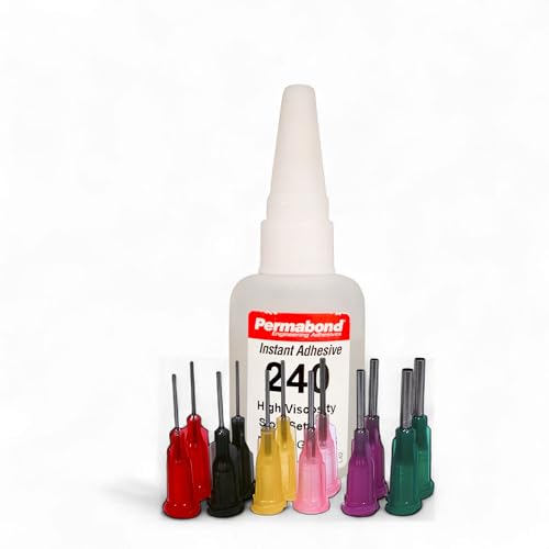 Maven Adhesivce Kits (Permabond 240) High Viscosity Cyanoacrylate Adhesive, Military-Spec Gap Filling for Porous Materials (Glue + Needle, 1oz) - style: Glue + Needle