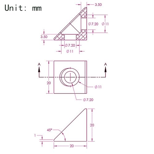 4PCS Black Angle Sharp Corner Bracket Connector for 6mm Slot Aluminum Extrusion Profile 2020 Series (Angle Corner) - style: Angle Corner