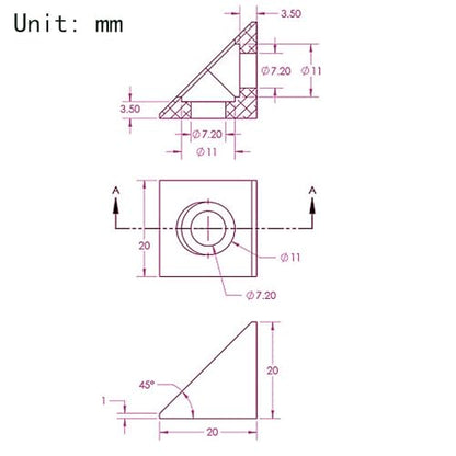 4PCS Black Angle Sharp Corner Bracket Connector for 6mm Slot Aluminum Extrusion Profile 2020 Series (Angle Corner) - style: Angle Corner