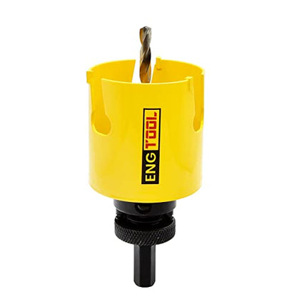 MaxTool 2-1/4" TCT Hole Saw Set 57mm Carbide Tip Holesaw 2.25" Deep 7/16" Hex Shank w Pilot Drill 4-Piece for Tough Abrasive Material; CT00Y57R216EA