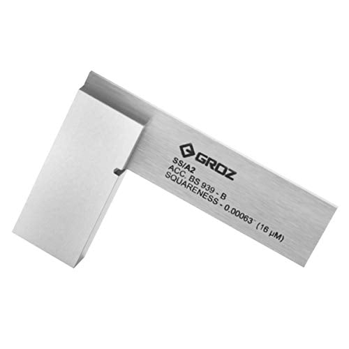 Groz 2 Inch Precision Steel Machinist Square, 16 Micron Squareness, Hardened Ground Blade for Woodworking, Carpentry, and Machine Setup, ISO 9001 (01000) - size: 2 Inch Single