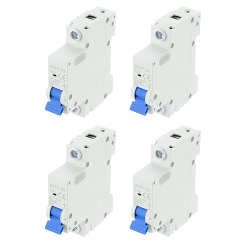 MECCANIXITY 4Pcs Miniature Circuit Breaker 1P 50A AC 110V DZ47-63 DIN Rail Mount Disconnect Switch Circuit Breaker Protection Thermal Magnetic Trip for Short Circuit Protection, Overload Blue - style: 50A