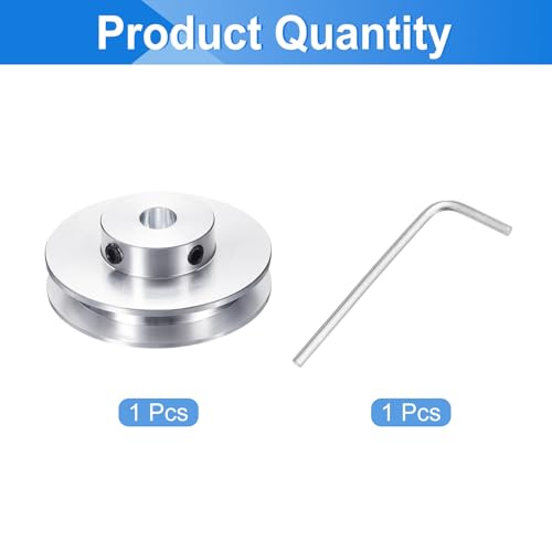 uxcell 1Pcs Single Groove Pulley, 8mm Fixed Bore 50mm Outer Diameter Aluminum Alloy Mechanical Belt Pulley with Hex Wrench for 6mm PU Round Belt - size: 8mm Bore, 50mm OD