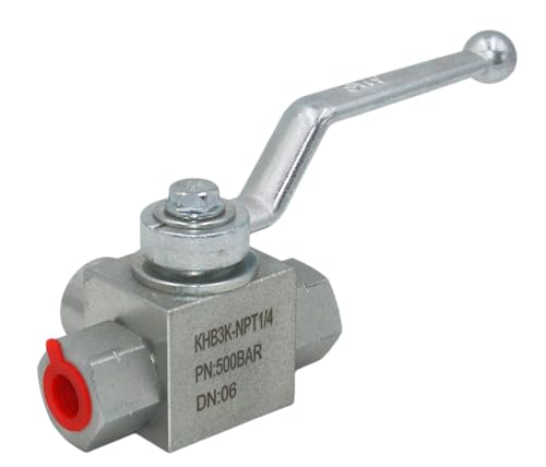 Hydraulic Ball Valve KHB3K 1/4'' NPT, Shut-Off 3 Way, L-Born 1/4 Inch Hydraulic Valve 7250 PSI - size: KHB3K 1/4NPT(3 Way)