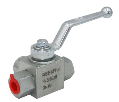 Hydraulic Ball Valve KHB3K 1/4'' NPT, Shut-Off 3 Way, L-Born 1/4 Inch Hydraulic Valve 7250 PSI - size: KHB3K 1/4NPT(3 Way)