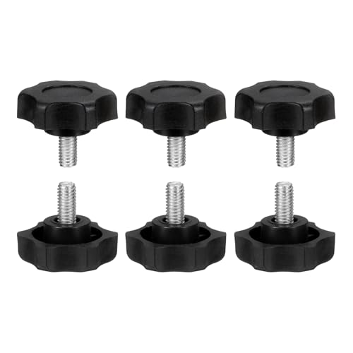 HARFINGTON 6Pcs Star Knob Handle M6 x 12mm Male Thread Metric Carbon Steel - size: M6 x 12mm