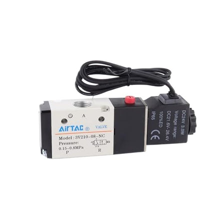 Solenoid Valve AC220V 3/2 Way AirTAC 3V210-08 1/4"PT Outlet Wire Normally Closed Air Pneumatic Electric - size: 1/4"PT, style: 3V210-08 AC220V Out of line