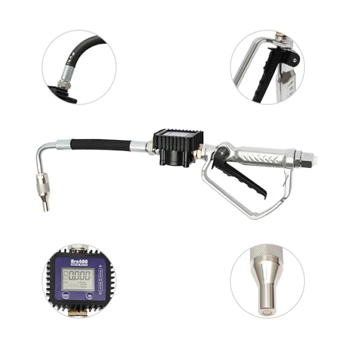 Gun Oil Electronic Digital Air Operated Oil Transfer Pump Oil Gun Nozzle Gun Flow Meter Oil Hose Control Valve Meter Oil Dispenser Automotive Digital Fuel Gun With 1/2" Flexible Hose And Manual Tip - color: Flexible tube+2 batteries