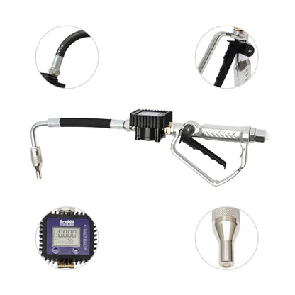 Gun Oil Electronic Digital Air Operated Oil Transfer Pump Oil Gun Nozzle Gun Flow Meter Oil Hose Control Valve Meter Oil Dispenser Automotive Digital Fuel Gun With 1/2" Flexible Hose And Manual Tip - color: Flexible tube+2 batteries
