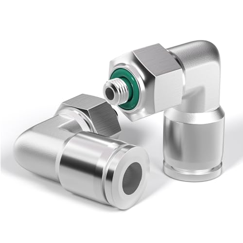 TAILONZ PNEUMATIC 304 Stainless Steel Male Elbow 4MM Tube OD x M5 Thread Push to Connect Fittings PL4-M5 (Pack of 5) - size: 4mm OD M5