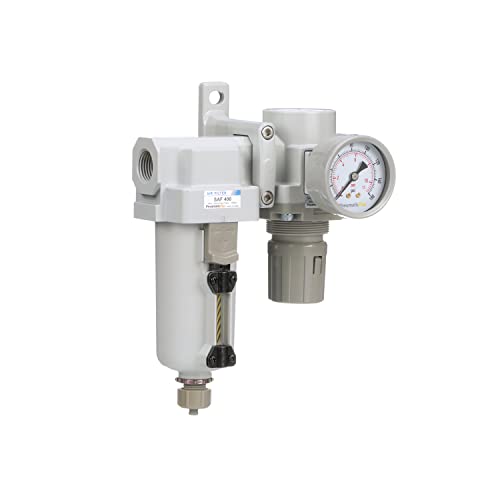 PneumaticPlus SAU420-N04G-MEP Air Filter Regulator Combo, 1/2" NPT - style: Metal Bowl - Manual Drain